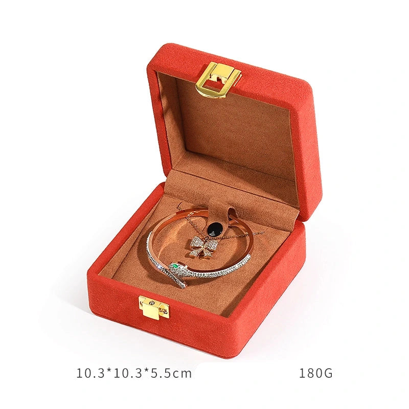 Orange Microfiber Jewelry Box Premium Ring Box Single Ring Jewelry Box Bracelet Box Necklace Box Gift Box With Lock