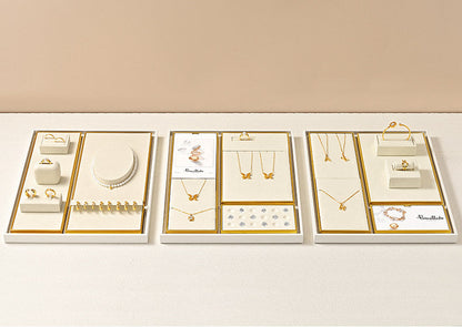 Luxury microfiber jewelry display plate mirror gold high-end ring necklace pendant display props