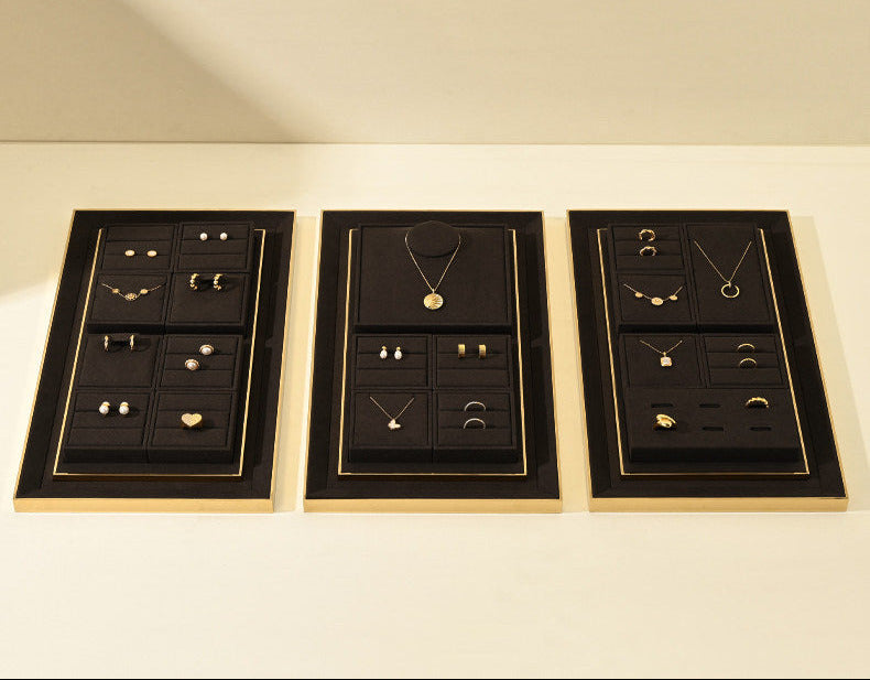 Luxury jewelry display props, high-end metal microfiber necklace, ring counter, jewelry display rack