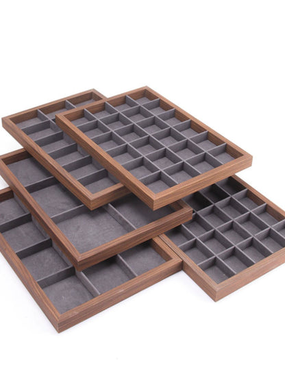 High-end walnut color look at the pallet jewelry tray jewelry display ornament large capacity bracelet earrings storage box