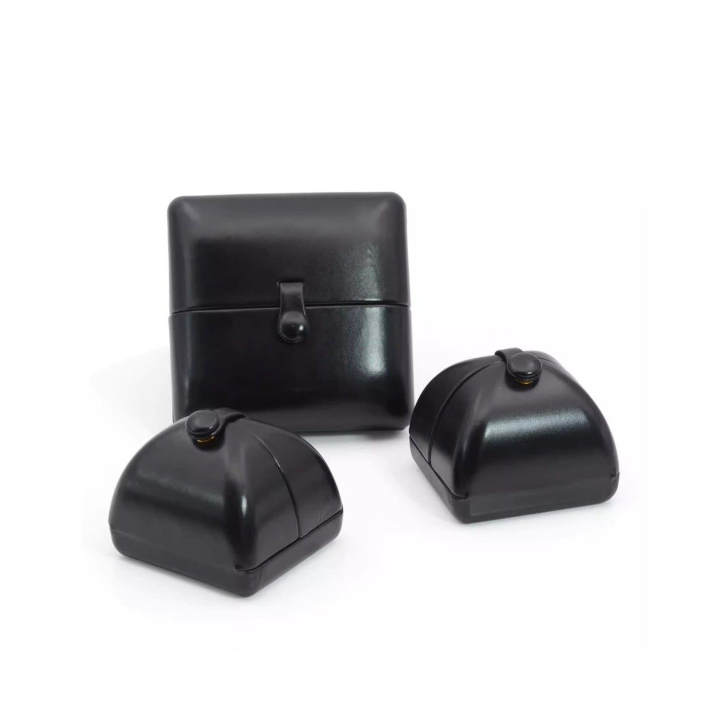 Double opening black leather creative jewelry box engagement ring box jewelry box earring box necklace box bracelet box