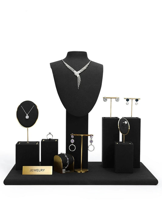 Jewelry display shelves, necklaces, rings, earrings, bracelets, bracelets, display props, microfiber window display sets
