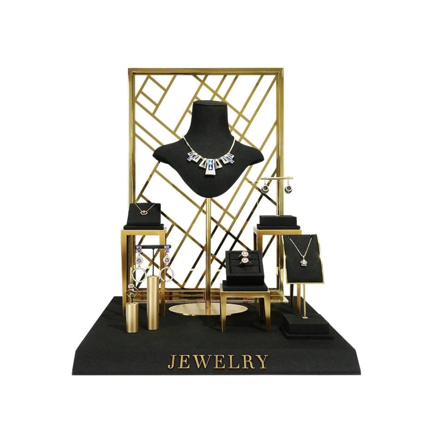 Black jewelry counter display props, necklaces, rings, earrings, studs, bracelets, jewelry display racks
