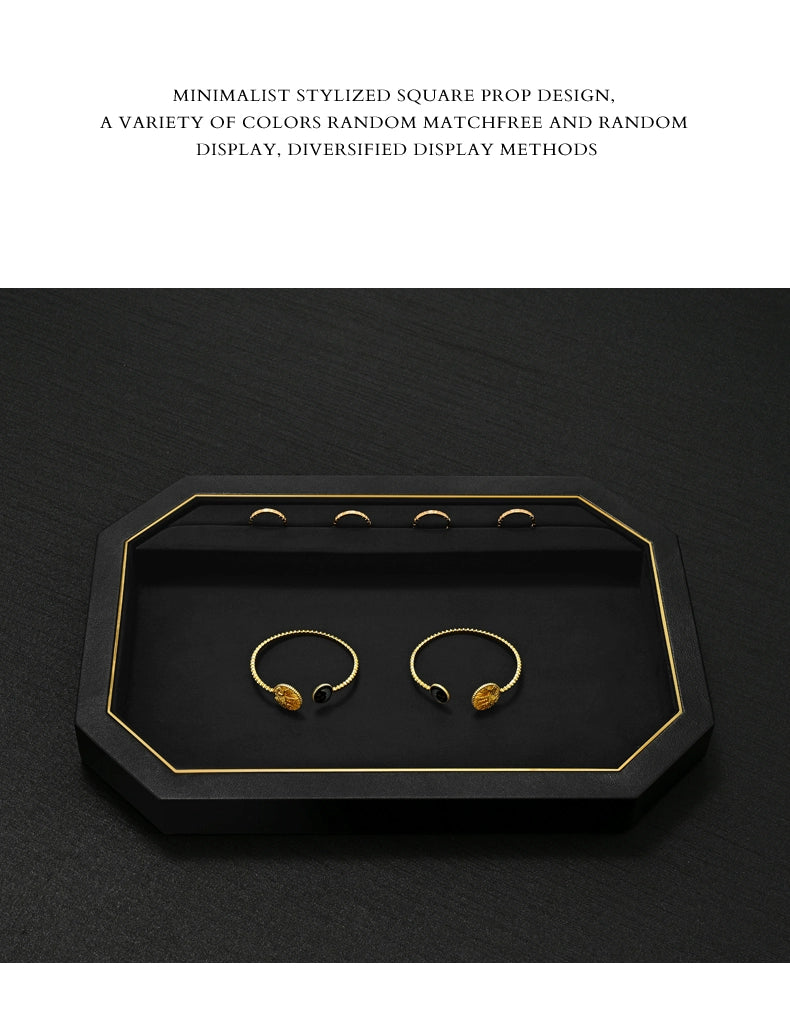 Jewelry Plate PU Leather Jewelry Display Plate Fleece Necklace Ring Pendant Display Jewelry Viewing Pallet