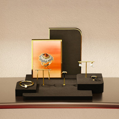 Luxury jewelry display props, microfiber rings, earrings, necklaces, plates, counter displays Jim Display