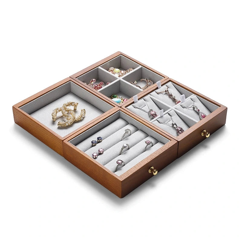 Jewelry box, national style solid wood box, ring, earring, bracelet, trinket storage box, exquisite cultural gift box, wooden