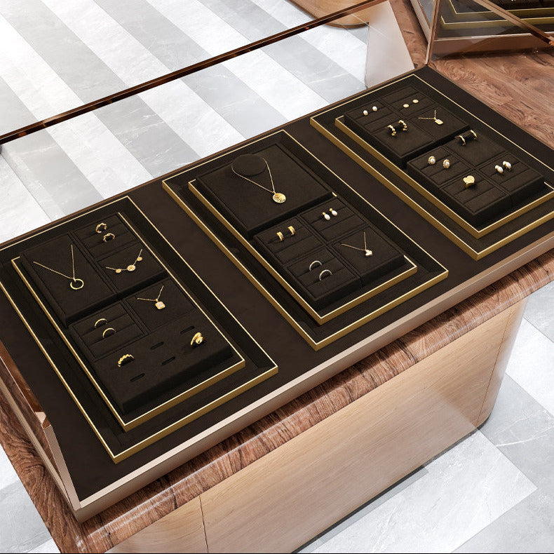 Luxury jewelry display props, high-end metal microfiber necklace, ring counter, jewelry display rack