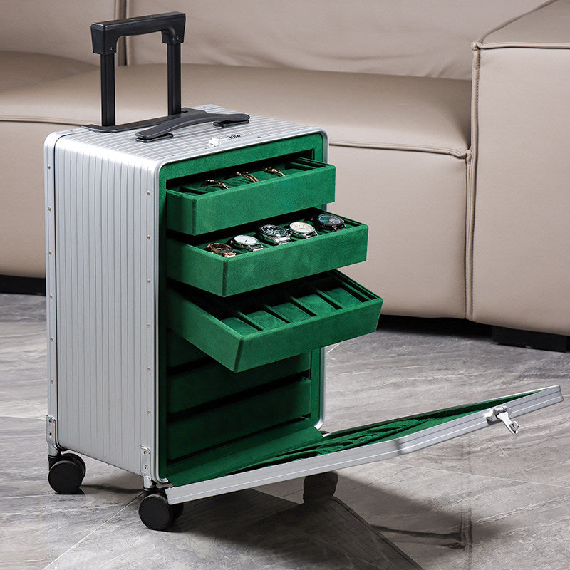 Aluminum and magnesium alloy high-grade large-capacity jewelry case Luxury portable jewelry trolley flight case Jim Display
