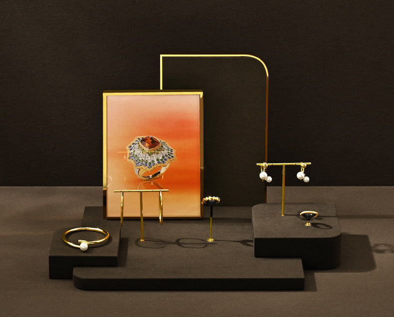 Luxury jewelry display props, microfiber rings, earrings, necklaces, plates, counter displays Jim Display