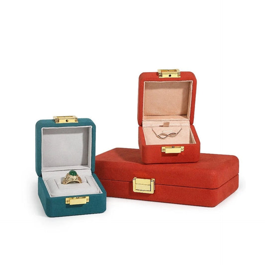 Orange Microfiber Jewelry Box Premium Ring Box Single Ring Jewelry Box Bracelet Box Necklace Box Gift Box With Lock