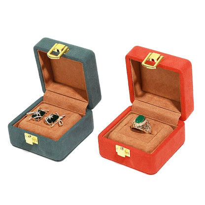 Orange Microfiber Jewelry Box Premium Ring Box Single Ring Jewelry Box Bracelet Box Necklace Box Gift Box With Lock