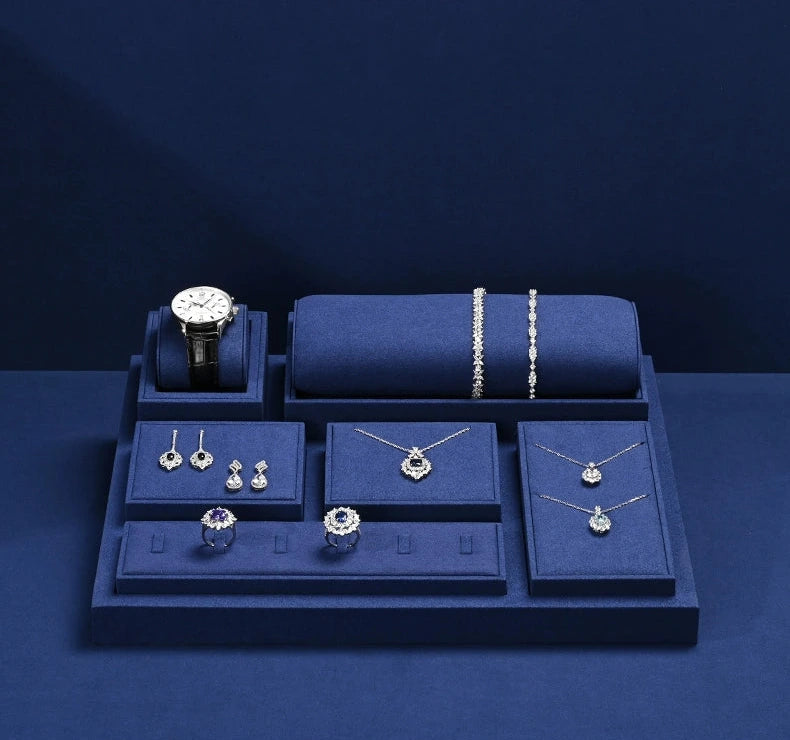 Light luxury jewelry display props, high-end microfiber rings, necklaces, watch displays, jewelry display shelves