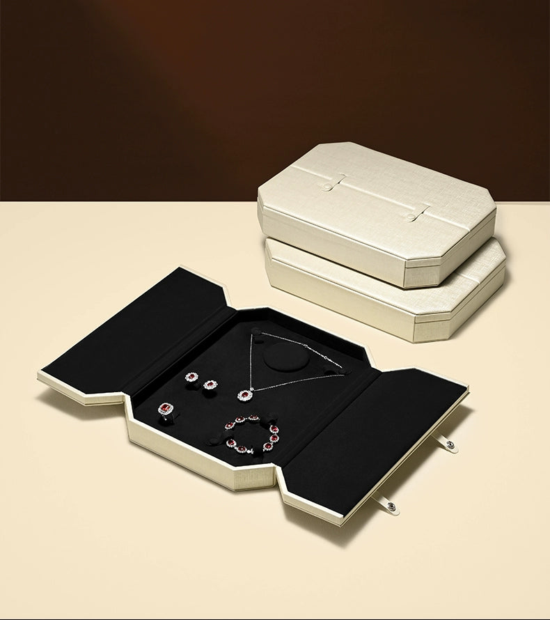 Jewelry Box Folio Snap Ring Necklace Earrings Bracelet Set Box Jewelry Gift Box