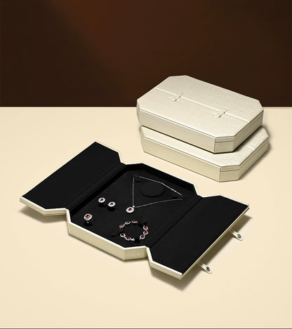 Jewelry Box Folio Snap Ring Necklace Earrings Bracelet Set Box Jewelry Gift Box