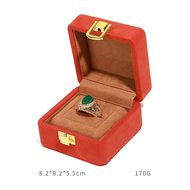 Orange Microfiber Jewelry Box Premium Ring Box Single Ring Jewelry Box Bracelet Box Necklace Box Gift Box With Lock