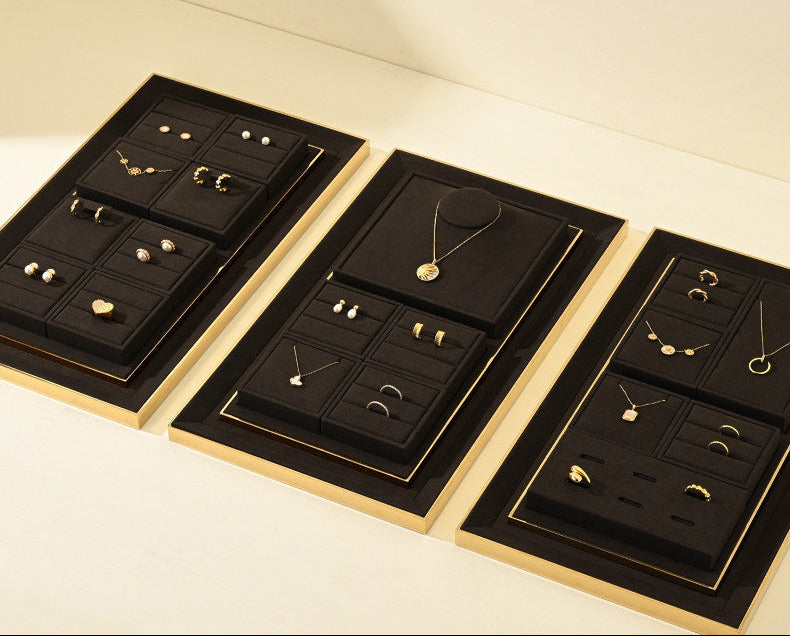 Luxury jewelry display props, high-end metal microfiber necklace, ring counter, jewelry display rack