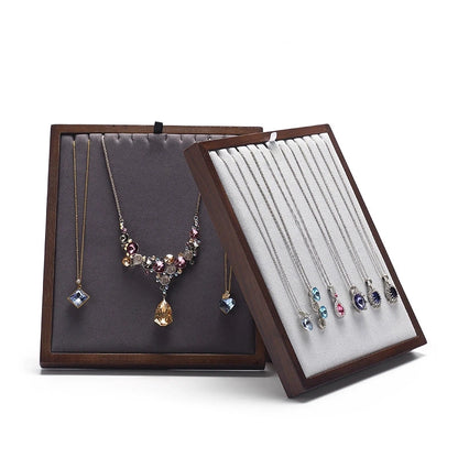 Folding Necklace Display Stand Solid Wood Microfiber Vertical Pendant Storage Rack Store Jewelry Display Props