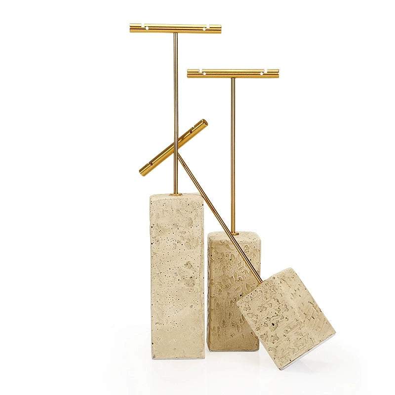 Yellow plaster earrings display, creative jewelry display, jewelry display shooting props