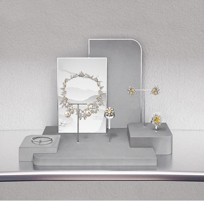 Luxury jewelry display props microfiber ring earrings necklace counter display display plate Jim Display