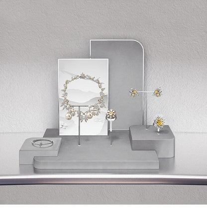 Luxury jewelry display props microfiber ring earrings necklace counter display display plate Jim Display