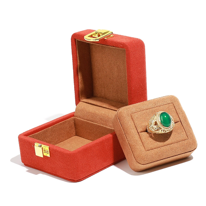 Orange Microfiber Jewelry Box Premium Ring Box Single Ring Jewelry Box Bracelet Box Necklace Box Gift Box With Lock