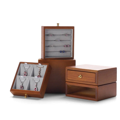 Jewelry box, national style solid wood box, ring, earring, bracelet, trinket storage box, exquisite cultural gift box, wooden