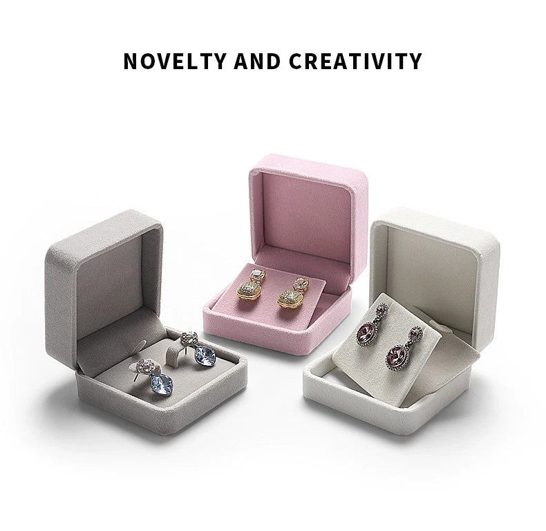 [Clearance] Flannel ring box pink necklace bracelet box earrings stud small delicate wrapping gift box