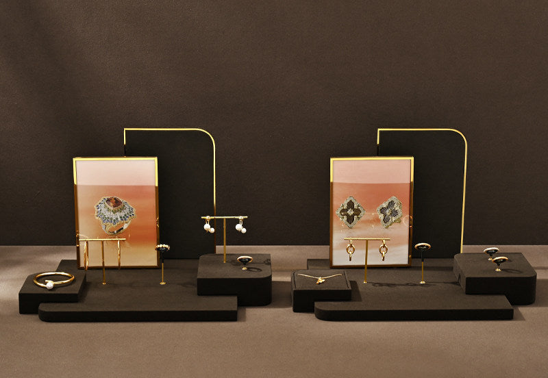 Luxury jewelry display props, microfiber rings, earrings, necklaces, plates, counter displays Jim Display