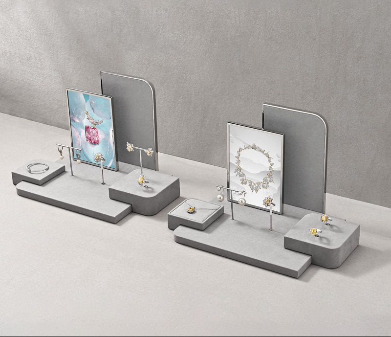 Luxury jewelry display props microfiber ring earrings necklace counter display display plate Jim Display