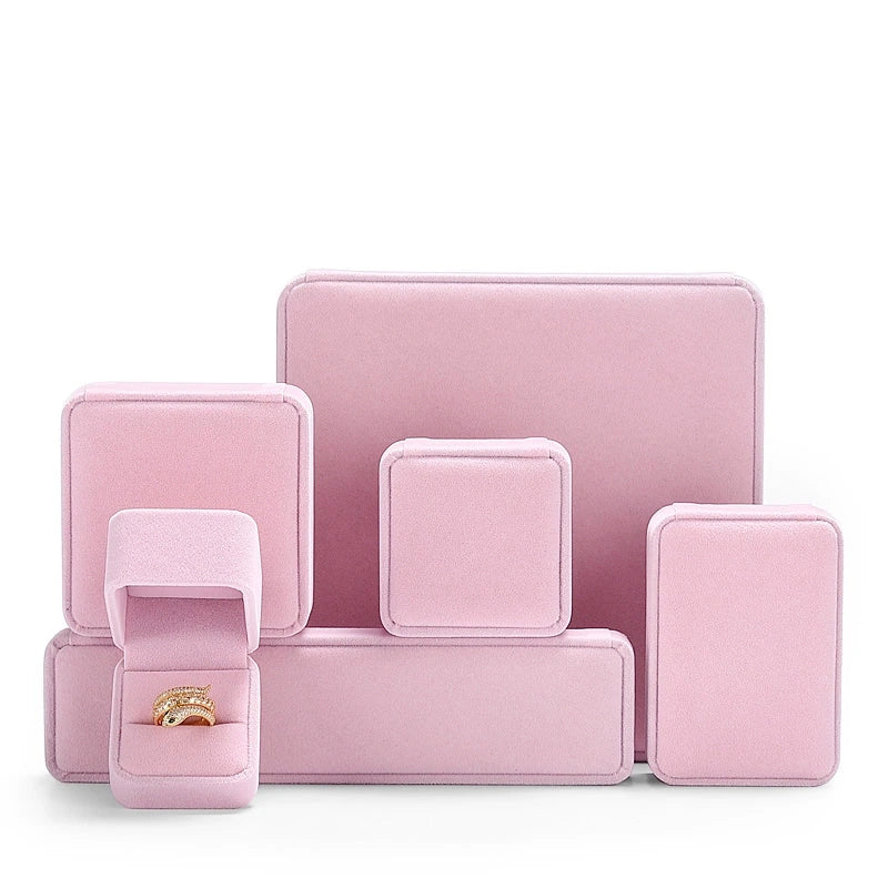 [Clearance] Flannel ring box pink necklace bracelet box earrings stud small delicate wrapping gift box