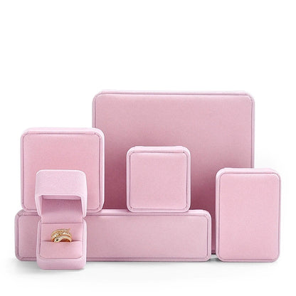 [Clearance] Flannel ring box pink necklace bracelet box earrings stud small delicate wrapping gift box