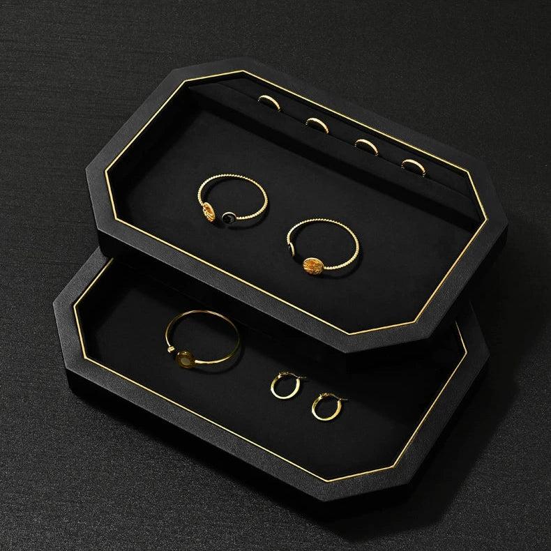 Jewelry Plate PU Leather Jewelry Display Plate Fleece Necklace Ring Pendant Display Jewelry Viewing Pallet