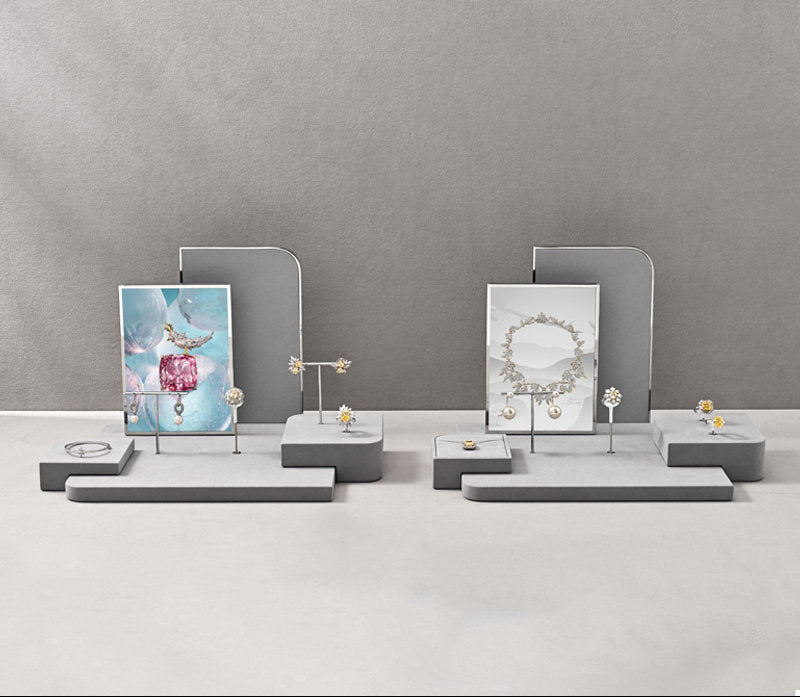 Luxury jewelry display props microfiber ring earrings necklace counter display display plate Jim Display