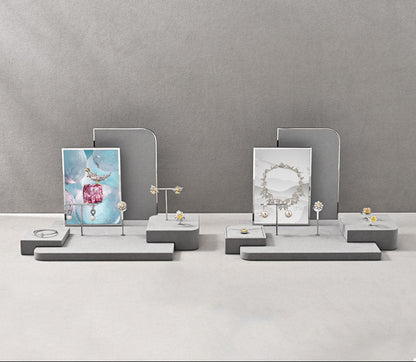 Luxury jewelry display props microfiber ring earrings necklace counter display display plate Jim Display