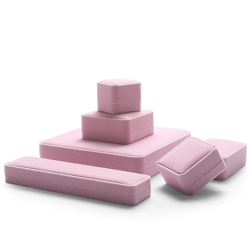 [Clearance] Flannel ring box pink necklace bracelet box earrings stud small delicate wrapping gift box