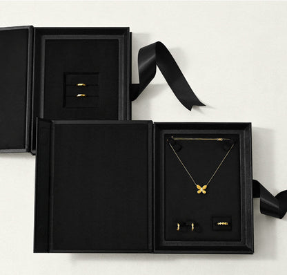 Jewelry storage box creative ribbon book box flap ring necklace jewelry display gift box