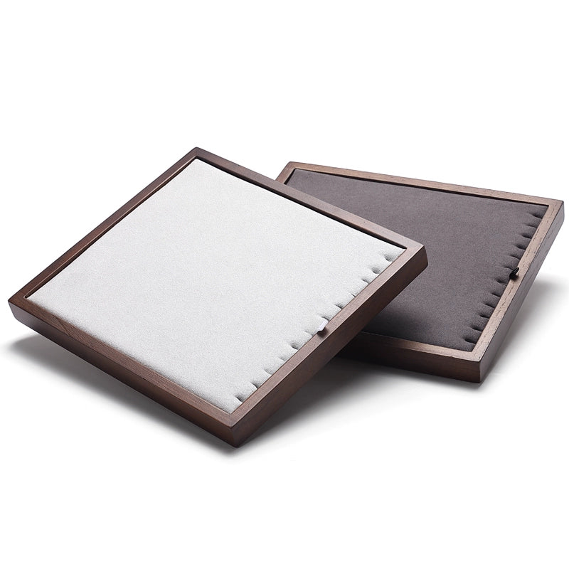 Folding Necklace Display Stand Solid Wood Microfiber Vertical Pendant Storage Rack Store Jewelry Display Props