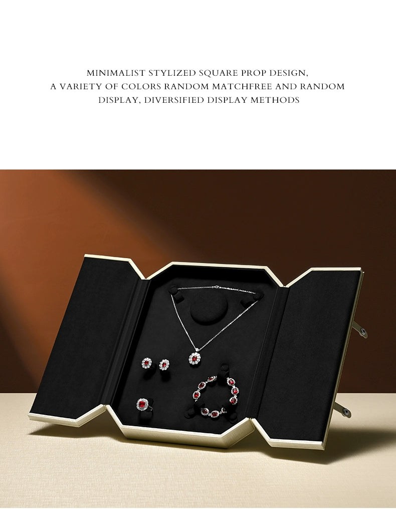 Jewelry Box Folio Snap Ring Necklace Earrings Bracelet Set Box Jewelry Gift Box