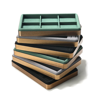 Light luxury jewelry tray jewelry display tray metal surround ring necklace bracelet storage tray store with viewing tray