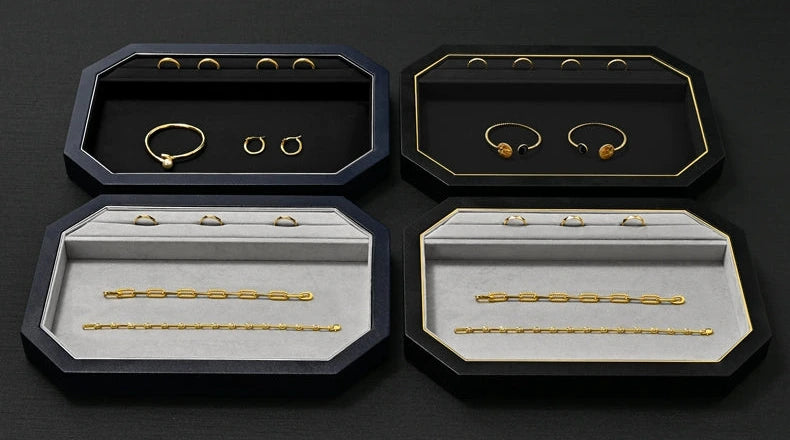 Jewelry Plate PU Leather Jewelry Display Plate Fleece Necklace Ring Pendant Display Jewelry Viewing Pallet