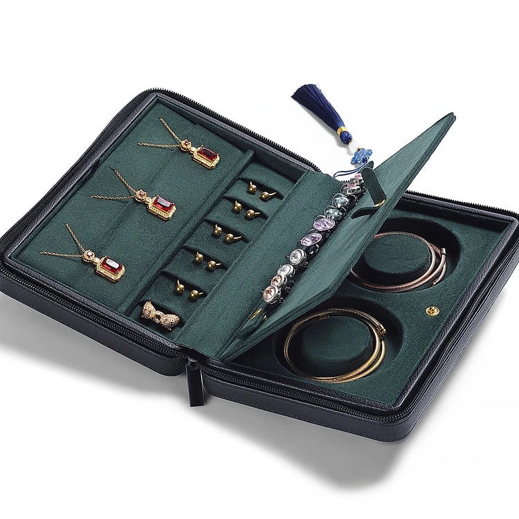 Leatherette traveling jewelry case, multi-jewelry case, jewelry display, jewelry exhibition traveling case