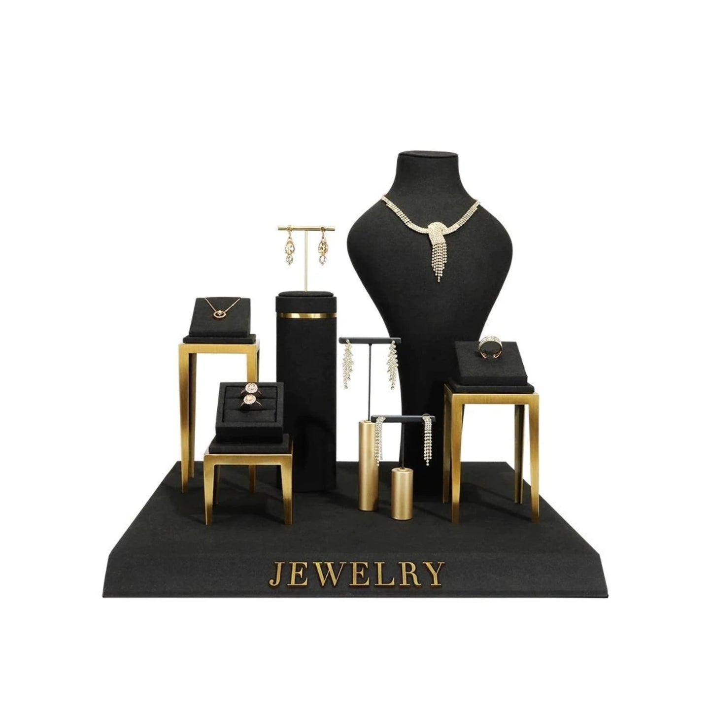 Black jewelry counter display props, necklaces, rings, earrings, studs, bracelets, jewelry display racks