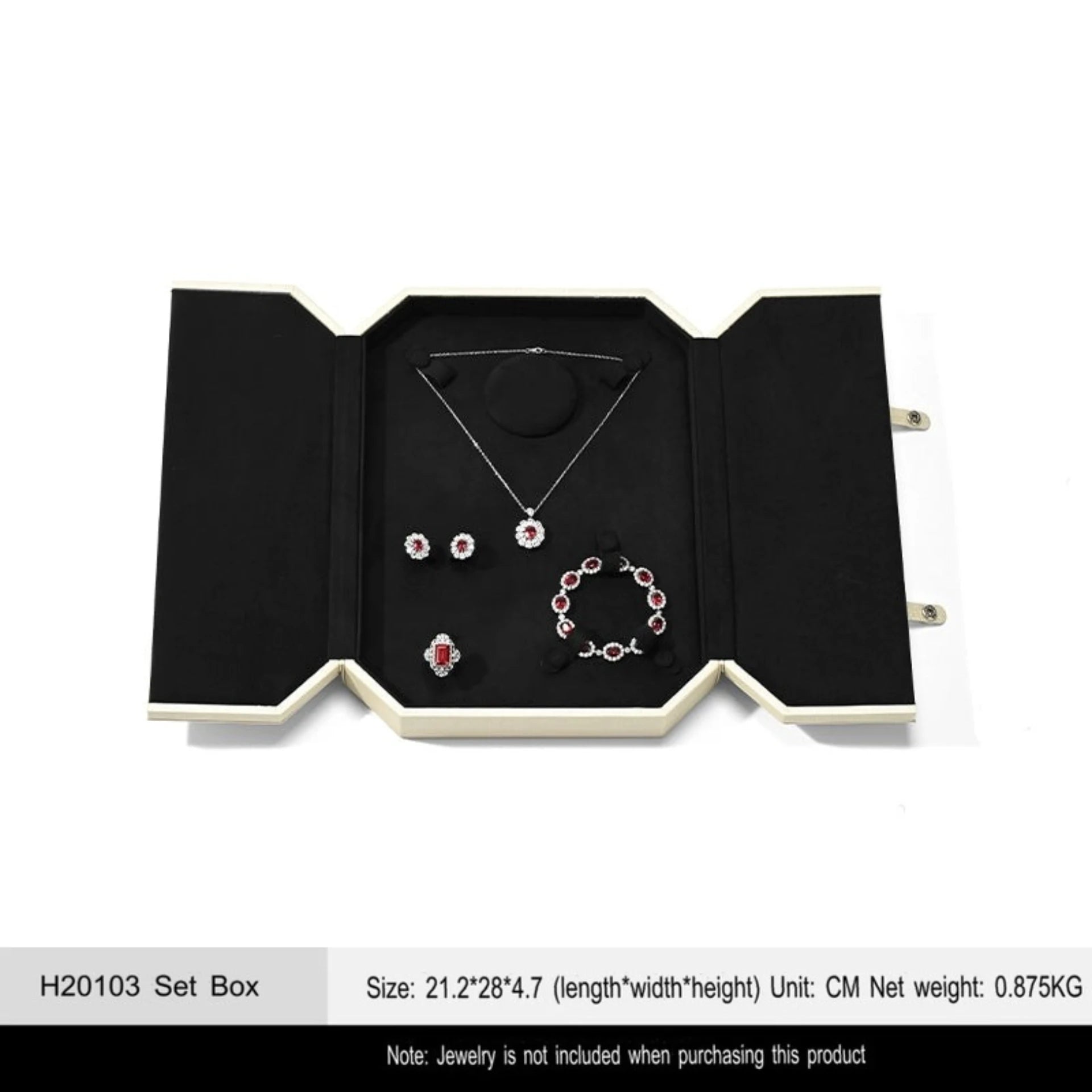 Jewelry Box Folio Snap Ring Necklace Earrings Bracelet Set Box Jewelry Gift Box