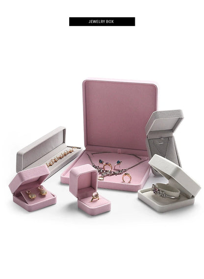 [Clearance] Flannel ring box pink necklace bracelet box earrings stud small delicate wrapping gift box