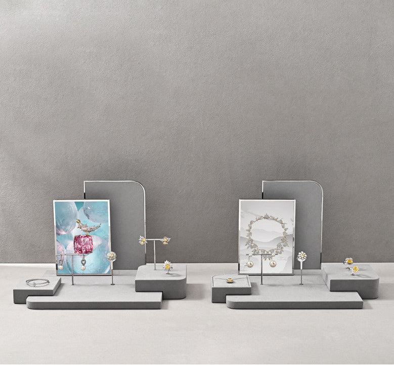 Luxury jewelry display props microfiber ring earrings necklace counter display display plate Jim Display