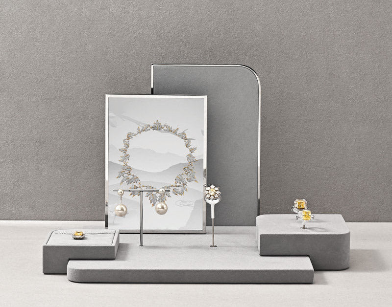 Luxury jewelry display props microfiber ring earrings necklace counter display display plate Jim Display