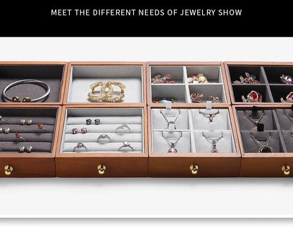 Jewelry box, national style solid wood box, ring, earring, bracelet, trinket storage box, exquisite cultural gift box, wooden