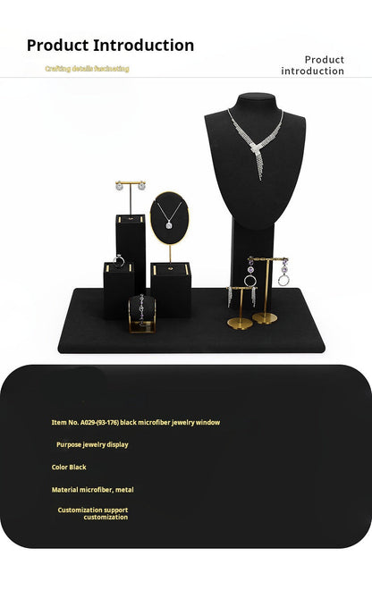 Jewelry display shelves, necklaces, rings, earrings, bracelets, bracelets, display props, microfiber window display sets