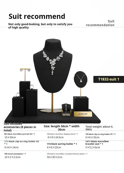 Jewelry display shelves, necklaces, rings, earrings, bracelets, bracelets, display props, microfiber window display sets