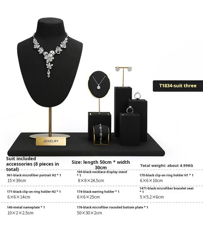 Jewelry display shelves, necklaces, rings, earrings, bracelets, bracelets, display props, microfiber window display sets